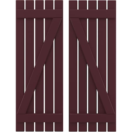 Americraft 5-Board (2 Batten) Wood Spaced Board-n-Batten Shutters W/ Z-Bar, ARW102SB519X40WRH